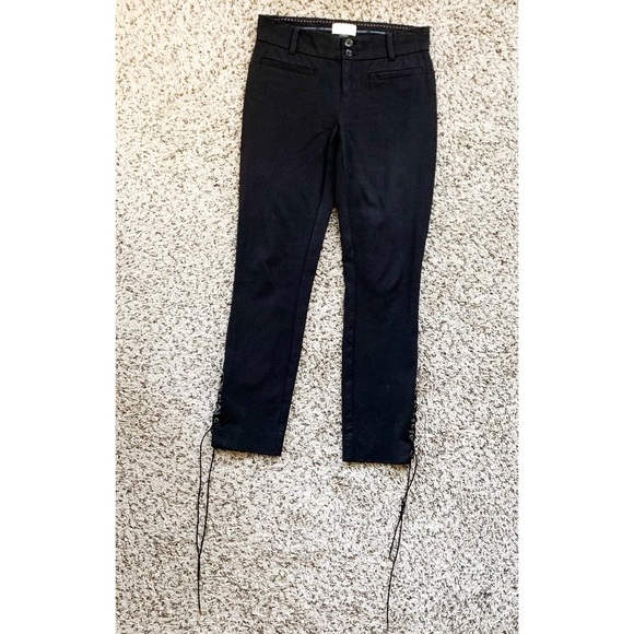 Anthropologie The Essential Slim Lace Up Trousers in Black size 0 - Picture 6 of 14